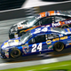 Chase Elliott, No. 24, and Denny Hamlin, No. 11, who won Thursday’s Can-Am Duels. Photo credit: Brian Lawdermilk/Stringer/Getty Images